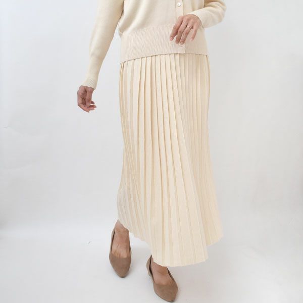 オーガニックコットン ニットプリーツスカート