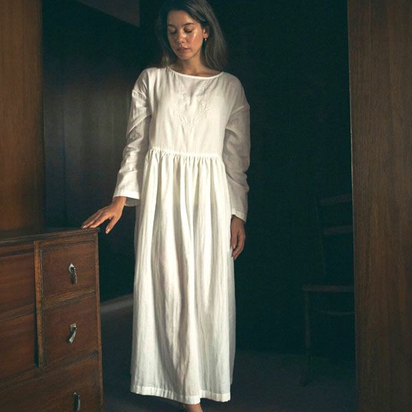 オーガニックコットン リリーガーゼ 刺繍ワンピース