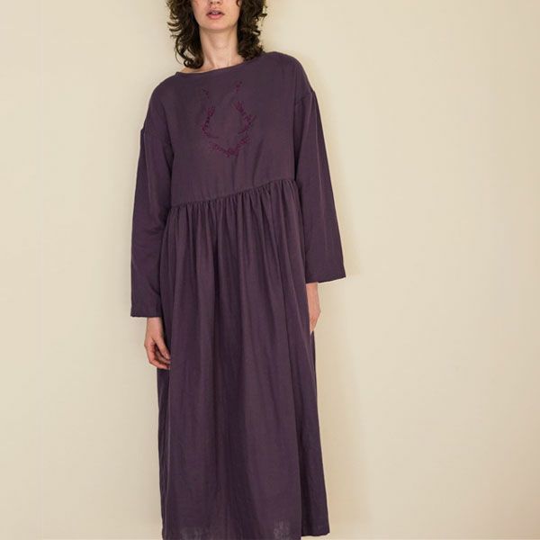 オーガニックコットン リリーガーゼ 刺繍ワンピース