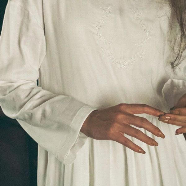 オーガニックコットン リリーガーゼ 刺繍ワンピース