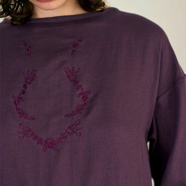 オーガニックコットン リリーガーゼ 刺繍ワンピース