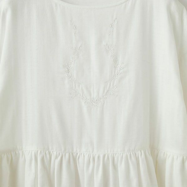 オーガニックコットン リリーガーゼ 刺繍ワンピース