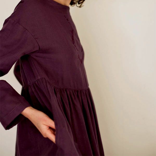 オーガニックコットン リリーガーゼ 刺繍ワンピース