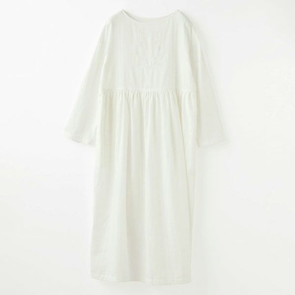 オーガニックコットン リリーガーゼ 刺繍ワンピース
