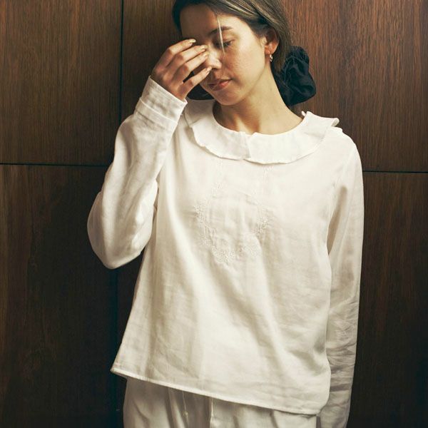 オーガニックコットン リリーガーゼ 刺繍ブラウス