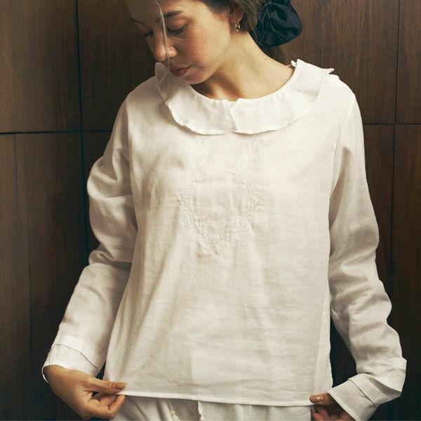 オーガニックコットン リリーガーゼ 刺繍ブラウス