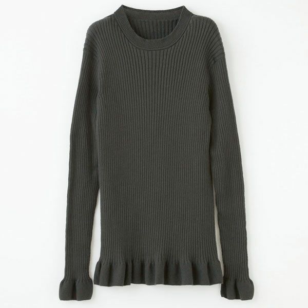 オーガニックコットン エアリー リブ フリルトップス