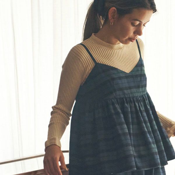 オーガニックコットン エアリー リブ フリルトップス