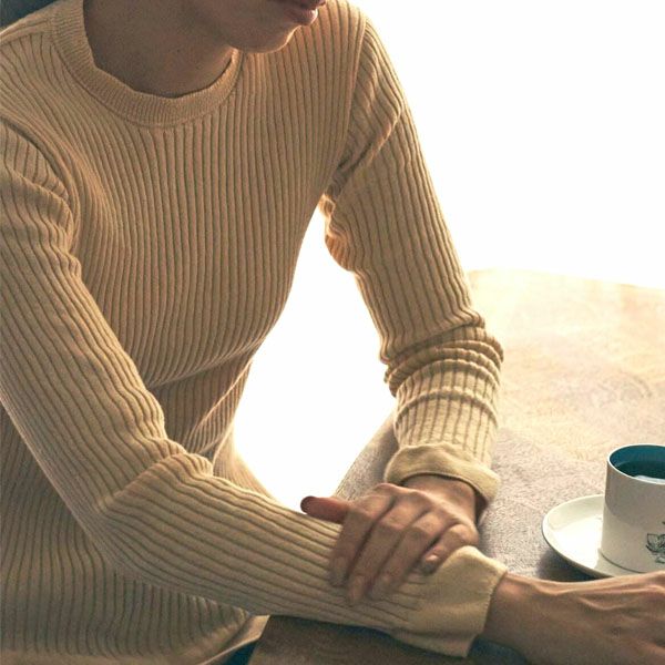 オーガニックコットン エアリー リブ フリルトップス