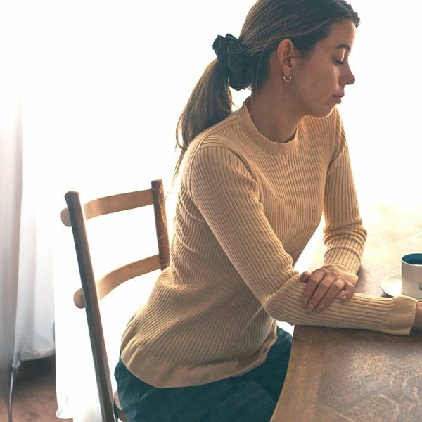 オーガニックコットン エアリー リブ フリルトップス