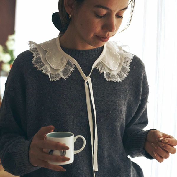 オーガニックコットン スノードロップ レース付け襟