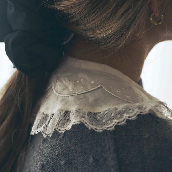 オーガニックコットン スノードロップ レース付け襟