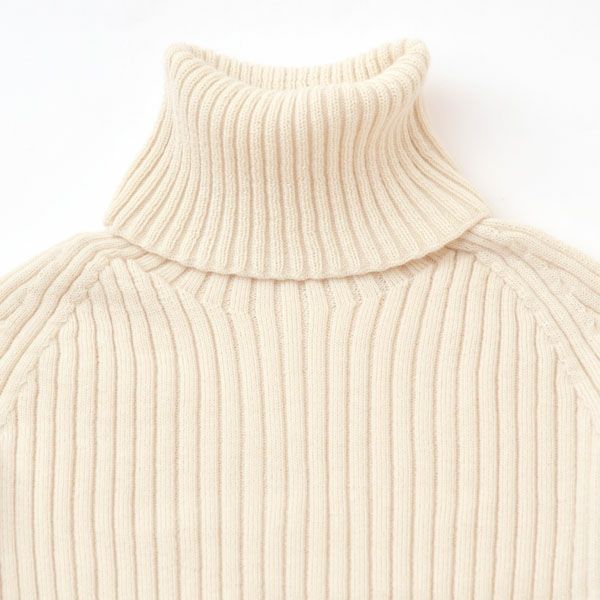 オーガニックコットン&カシミヤ リブタートル ナチュラル