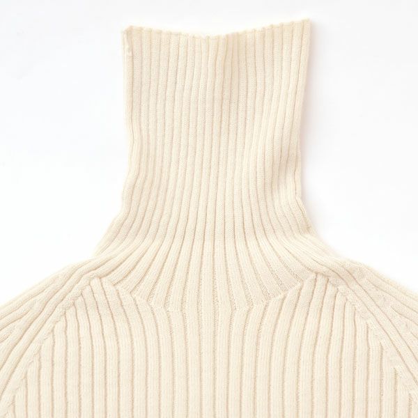 オーガニックコットン&カシミヤ リブタートル ナチュラル