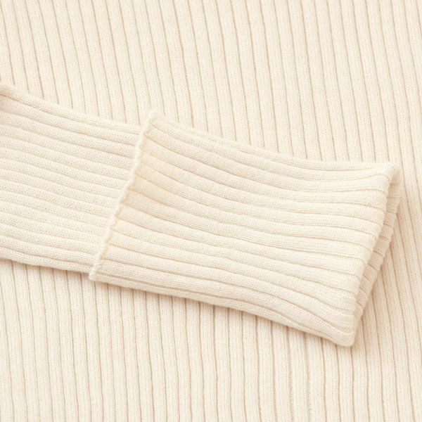 オーガニックコットン&カシミヤ リブタートル ナチュラル