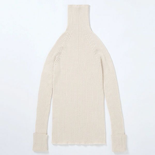 オーガニックコットン&カシミヤ リブタートル ナチュラル