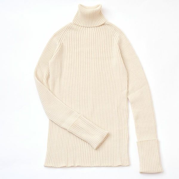オーガニックコットン&カシミヤ リブタートル ナチュラル