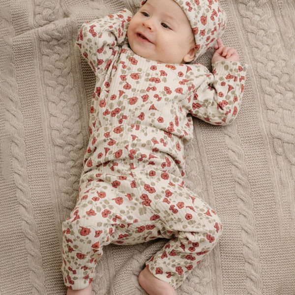 オーガニックコットン ベビー リブ カバーオール
