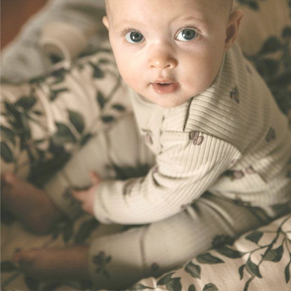 オーガニックコットン ベビー リブ カバーオール