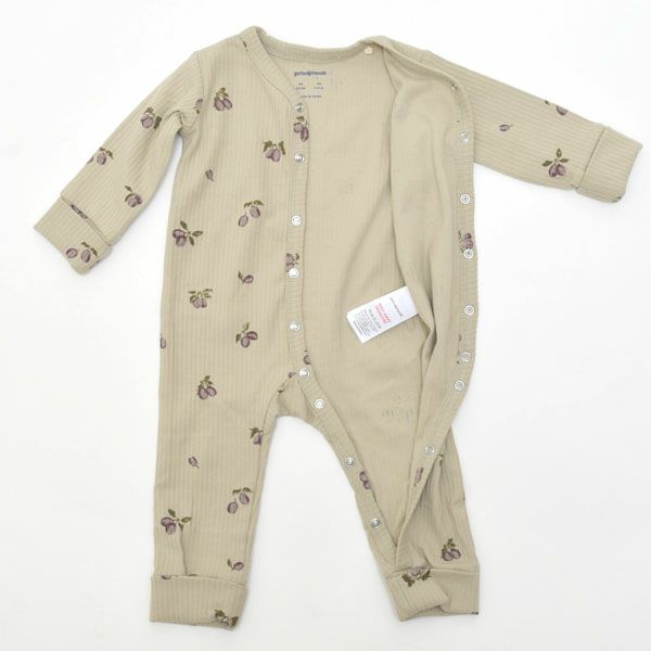 オーガニックコットン ベビー リブ カバーオール
