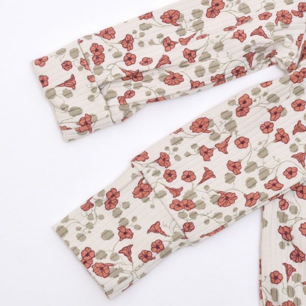 オーガニックコットン ベビー リブ カバーオール