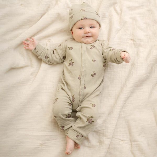 オーガニックコットン ベビー リブ カバーオール