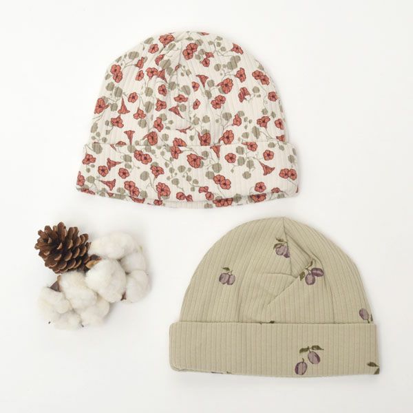 オーガニックコットン ベビー リブ ビーニー