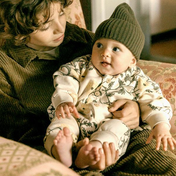 オーガニックコットン ベビー 裏起毛 スウェット カバーオールPrint