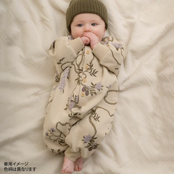 オーガニックコットン ベビー 裏起毛 スウェット カバーオールPrint
