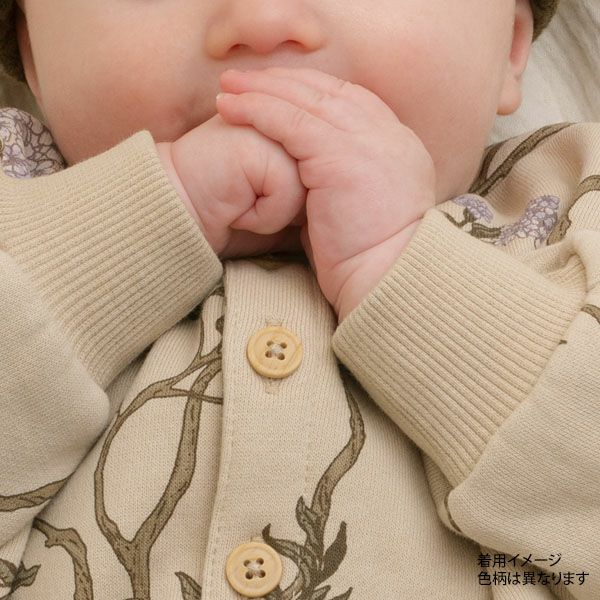 オーガニックコットン ベビー 裏起毛 スウェット カバーオールPrint