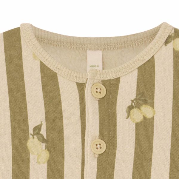 オーガニックコットン ベビー 裏起毛 スウェット カバーオールStripe