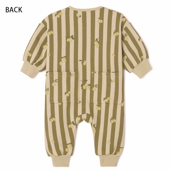 オーガニックコットン ベビー 裏起毛 スウェット カバーオールStripe