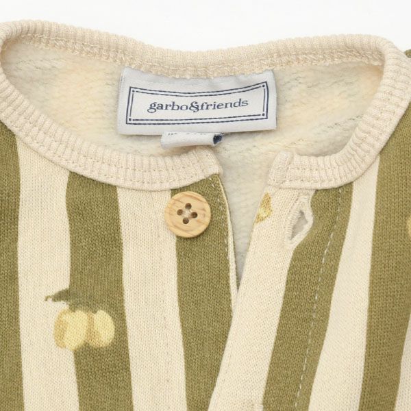 オーガニックコットン ベビー 裏起毛 スウェット カバーオールStripe