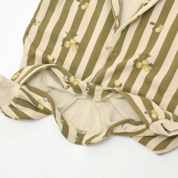 オーガニックコットン ベビー 裏起毛 スウェット カバーオールStripe