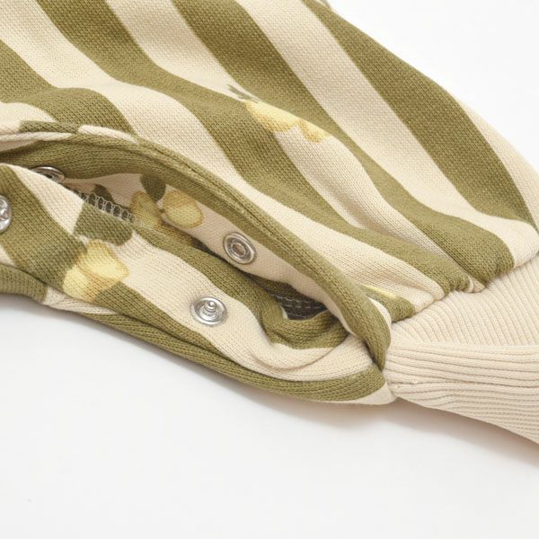 オーガニックコットン ベビー 裏起毛 スウェット カバーオールStripe