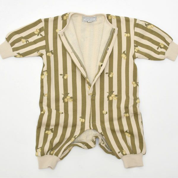 オーガニックコットン ベビー 裏起毛 スウェット カバーオールStripe