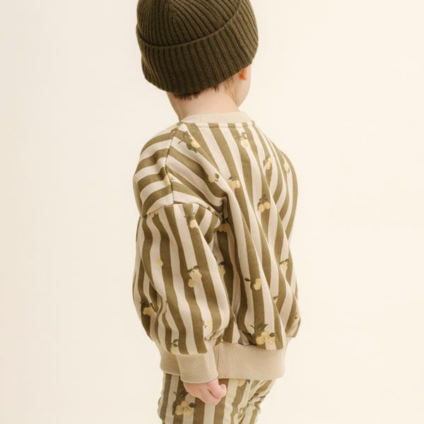 オーガニックコットン ベビー 裏起毛 スウェットシャツ Stripe