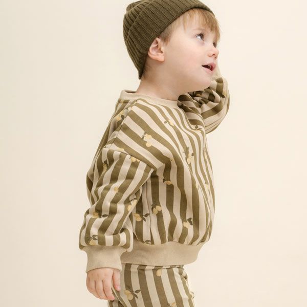 オーガニックコットン ベビー 裏起毛 スウェットシャツ Stripe