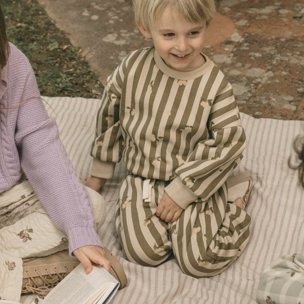 オーガニックコットン ベビー 裏起毛 スウェットパンツ Stripe