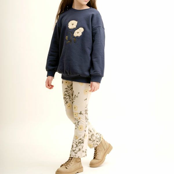 オーガニックコットン キッズ ジャージーキックフレアレギンス