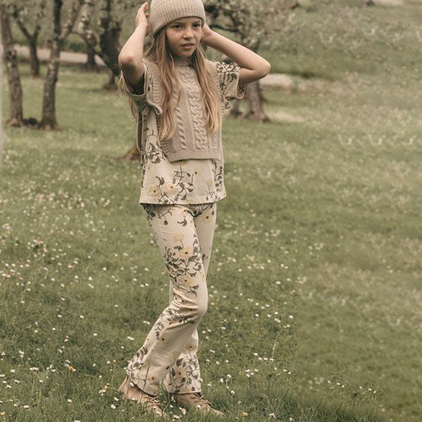 オーガニックコットン キッズ ジャージーキックフレアレギンス