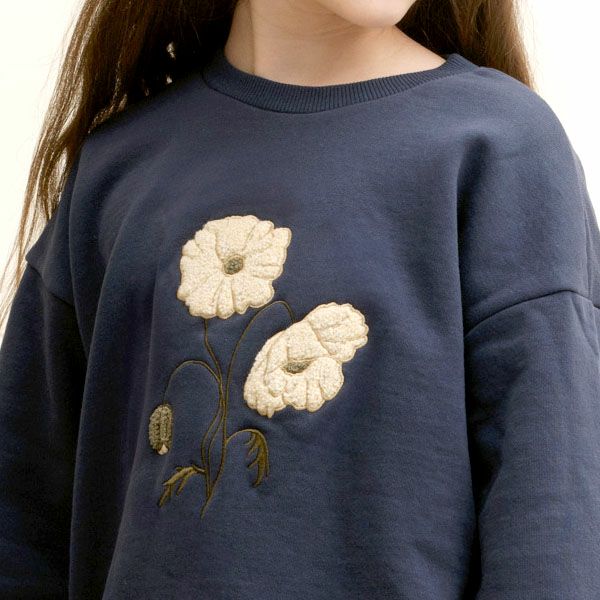 オーガニックコットン キッズ 裏起毛 スウェットシャツ Embroidery