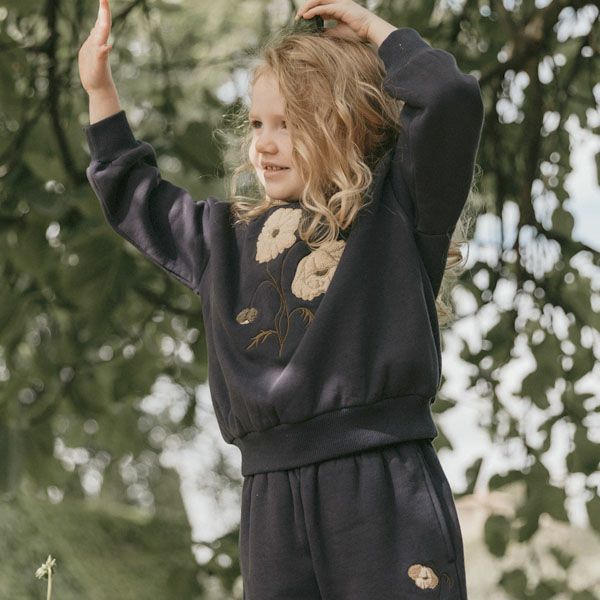 オーガニックコットン キッズ 裏起毛 スウェットシャツ Embroidery