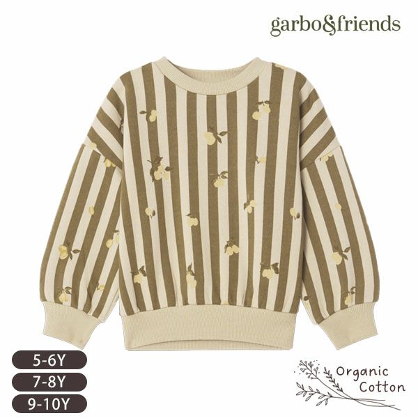 オーガニックコットン キッズ 裏起毛 スウェットシャツ Stripe
