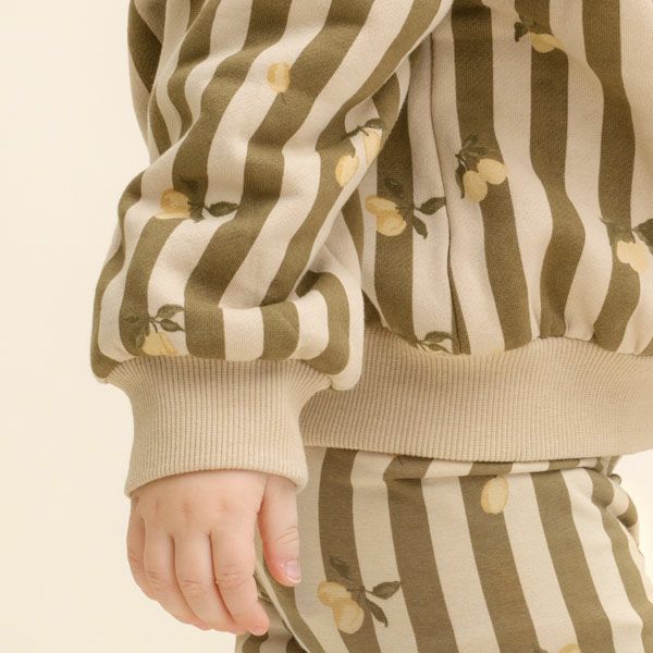 オーガニックコットン キッズ 裏起毛 スウェットシャツ Stripe