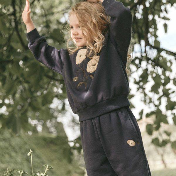 オーガニックコットン キッズ 裏起毛 スウェットパンツ Embroidery