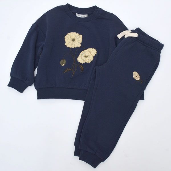 オーガニックコットン キッズ 裏起毛 スウェットパンツ Embroidery