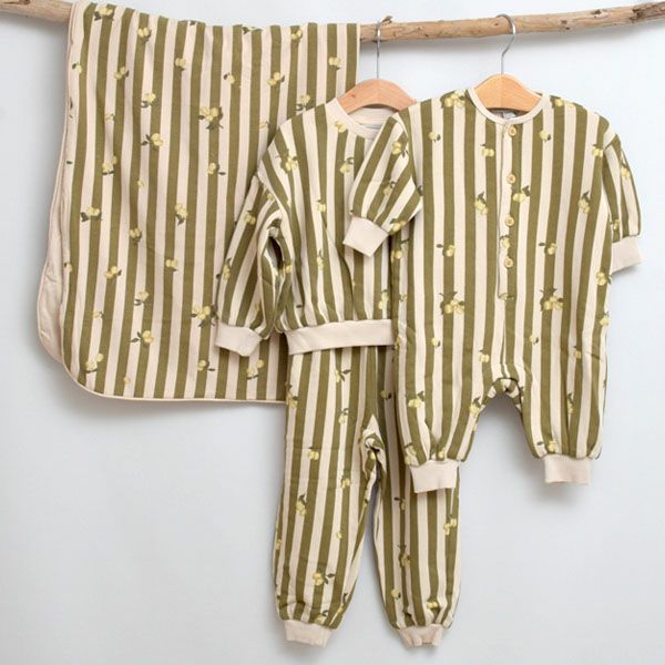 オーガニックコットン キッズ 裏起毛 スウェットパンツ Stripe