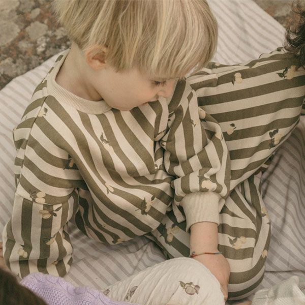 オーガニックコットン キッズ 裏起毛 スウェットパンツ Stripe