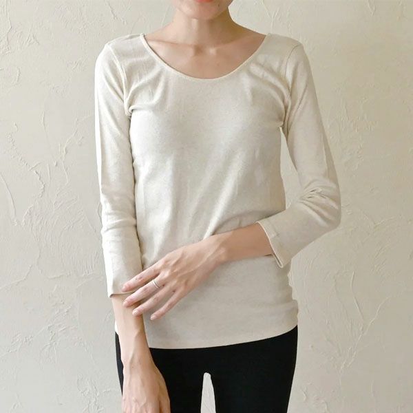 オーガニックコットン インナー 八分袖トップ